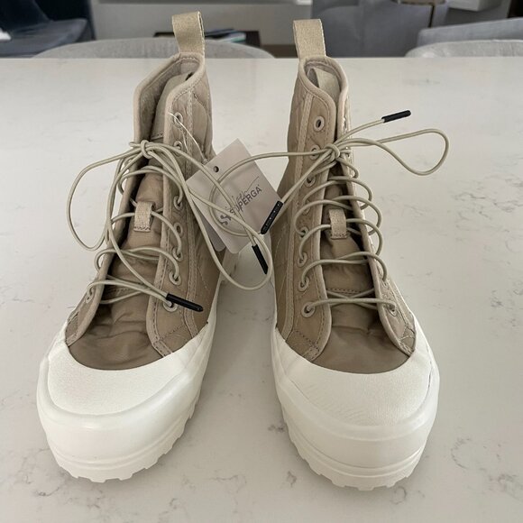 Superga Super 2644 Alpina Quilted Nylon Lace Up Boots Grey Fossil-F Sz 7.5-8.5W - Picture 2 of 16